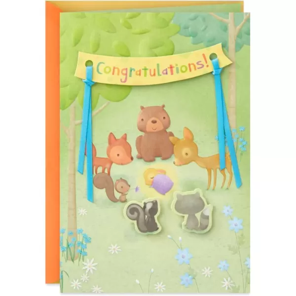 Hallmark Baby Shower Card for New Parents Animals in the Woods Welcome New Baby Congratulations Gender RevealAnimals in the Woods