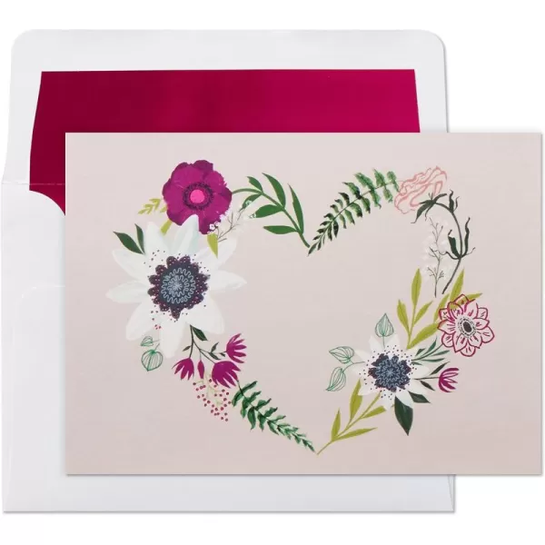 Hallmark Blank Cards Assortment with Organizer Flowers 50 Flat Paneled Note Cards with EnvelopesFloral Wreath Heart