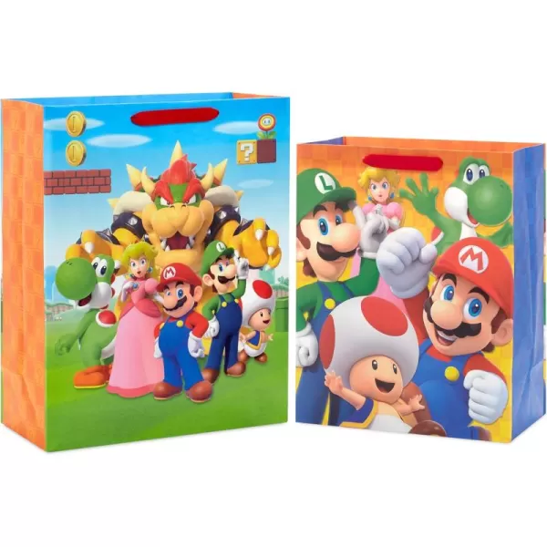 Hallmark Nintendo Super Mario Brothers Gift Bags 1 Large 1 Extra Large Luigi Princess Yoshi Toad