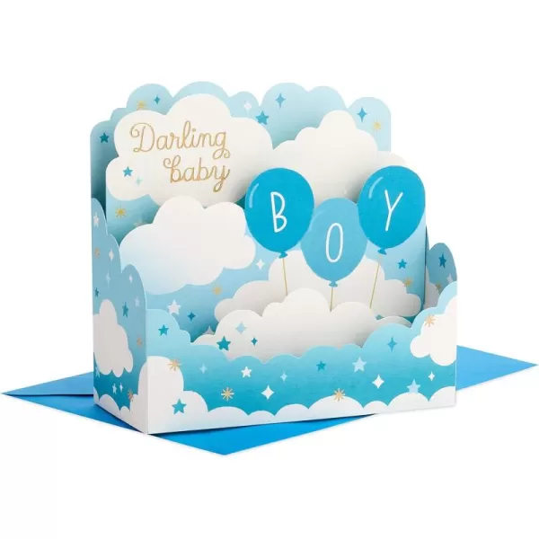 Hallmark Paper Wonder Pop Up Baby Shower Card for Boy Blue Balloons Welcome New Baby Boy CongratulationsBlue Balloons