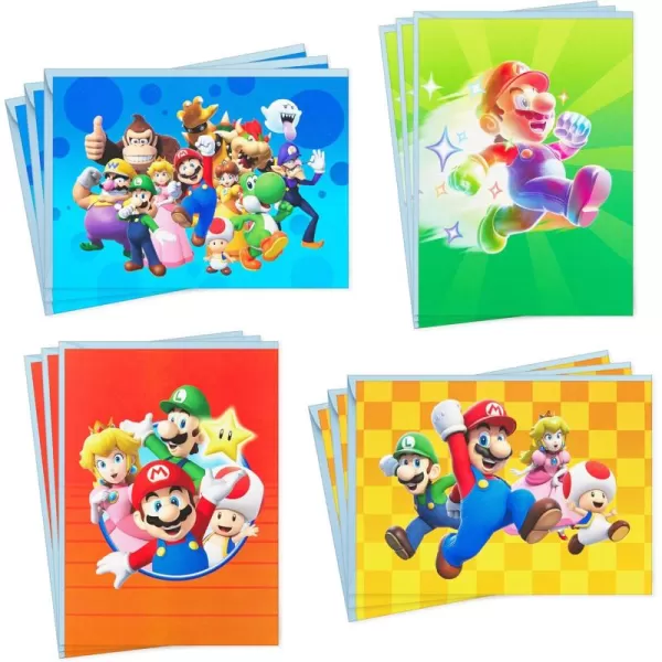 Hallmark Pokmon Cards for Kids Pikachu Bulbasaur Charmander Squirtle 12 Blank Cards with EnvelopesSuper Mario Note Assortment