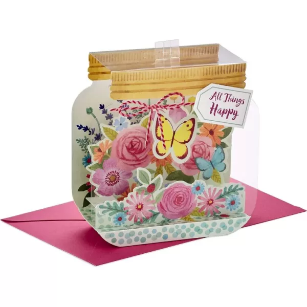 Hallmark Pop Up Mothers Day Card or Birthday Card for Women Her Grandma Sister Daughter Friend Flower BouquetPop Up  Mason Jar  All Things Happy