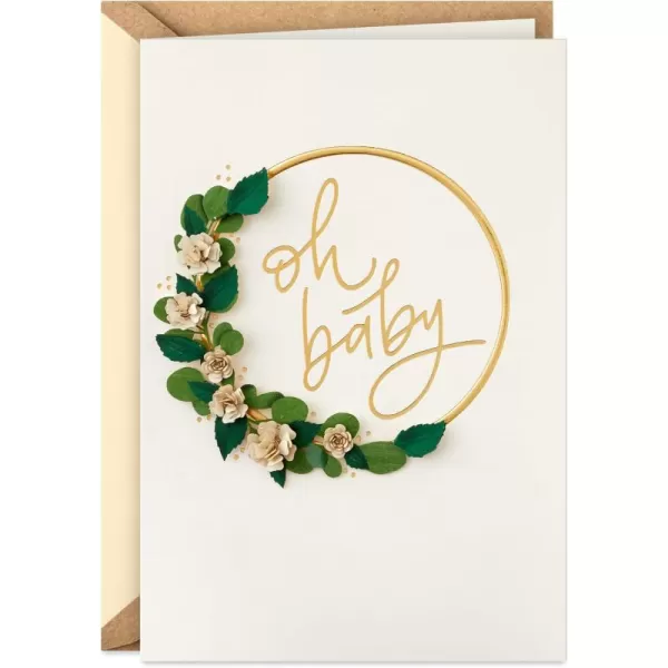 Hallmark Signature Baby Shower Card for New Parents Hello Little One Welcome New Baby Congratulations Gender RevealOh Baby