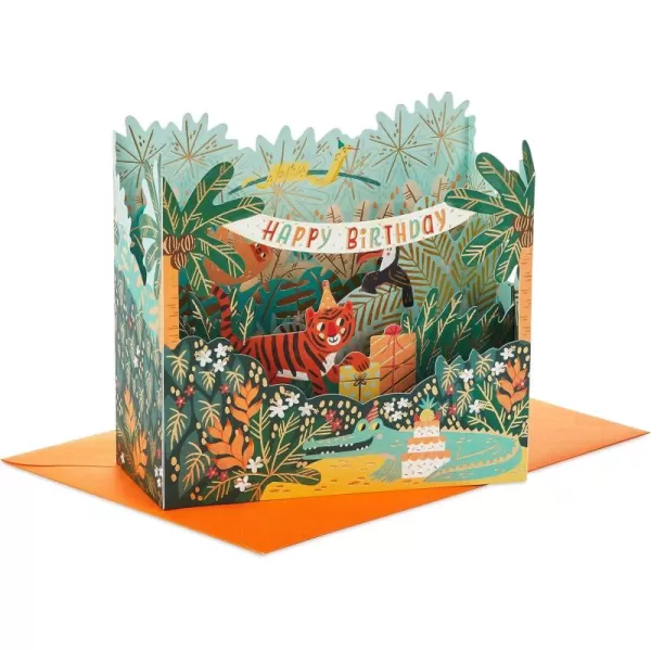 Hallmark Signature Birthday Card with Removable Finger Puppets for Kids Jungle AnimalsJungle Animals