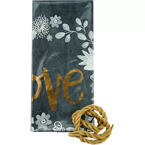 Hallmark 56quot Jumbo XL Plastic Gift Bag Gold Love White Flowers for Engagement Parties Bridal Showers Weddings Valentines Day and More