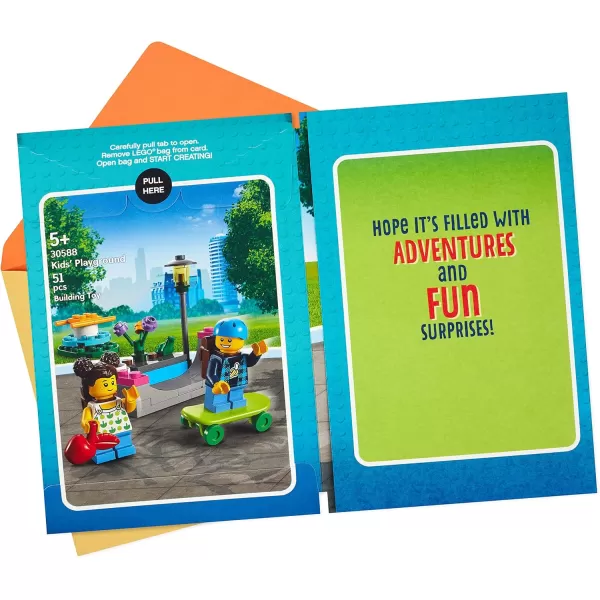 Hallmark Birthday Card for Kids with Legos Friends Market Building Kit Ages 5 and UpPlayground Building Kit  Ages 5 and Up