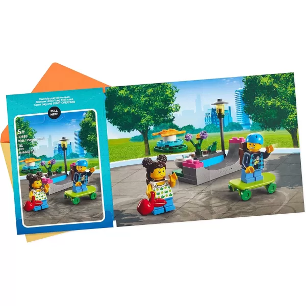 Hallmark Birthday Card for Kids with Legos Friends Market Building Kit Ages 5 and UpPlayground Building Kit  Ages 5 and Up