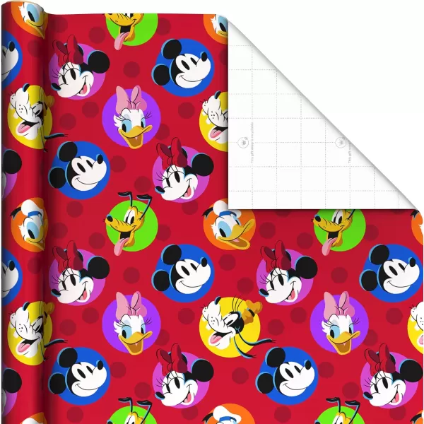 Hallmark Disney Wrapping Paper Rolls for Kids Birthdays Christmas Any Occasion Set of 3 Rolls 60 sq ft ttl Mickey Mouse Minnie Mouse Pluto Donald Duck Daisy Duck