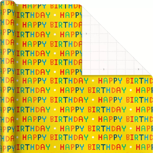 Hallmark Kids Birthday Wrapping Paper 3 Rolls 75 sq ft ttl Pink Rainbows Blue Dinosaurs Yellow quotHappy BirthdayquotYellow  Pink  Navy