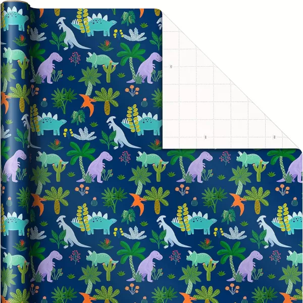 Hallmark Kids Birthday Wrapping Paper 3 Rolls 75 sq ft ttl Pink Rainbows Blue Dinosaurs Yellow quotHappy BirthdayquotYellow  Pink  Navy