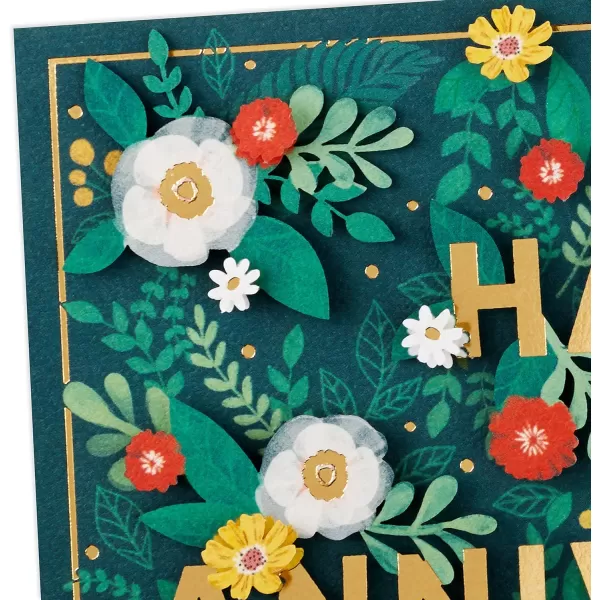 Hallmark Signature Anniversary Greeting Card Toasting GlassesFlowers