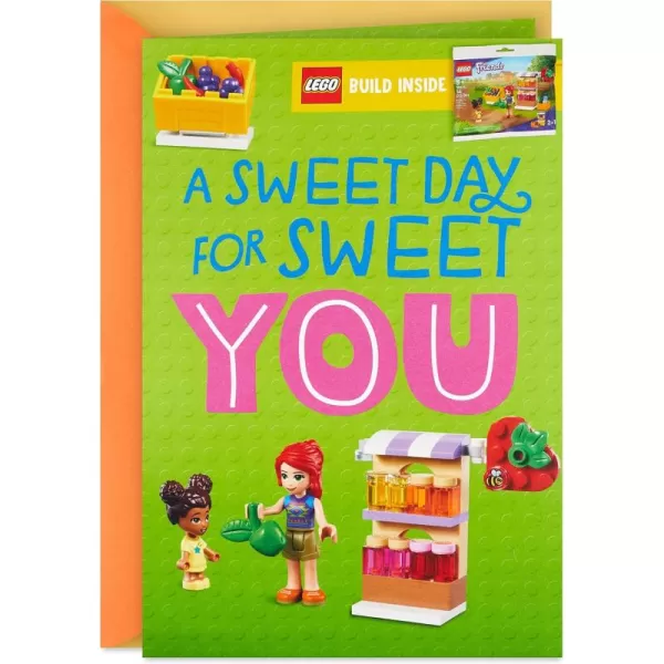 Hallmark Birthday Card for Kids with Legos Friends Market Building Kit Ages 5 and UpFriends Market Building Kit  Ages 5 and Up