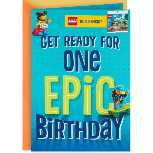 Hallmark Birthday Card for Kids with Legos Friends Market Building Kit Ages 5 and UpPlayground Building Kit  Ages 5 and Up