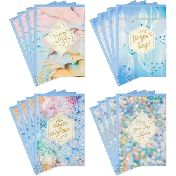 Hallmark Birthday Cards Assortment Balloons Cake Flowers 12 Cards with EnvelopesDisco Party