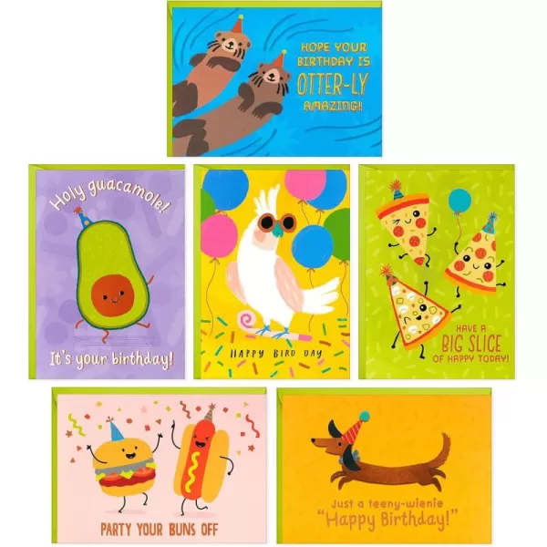 Hallmark Funny Birthday Card Assortment 24 Blank Cards with Envelopes Food Puns Dog Bird Otters