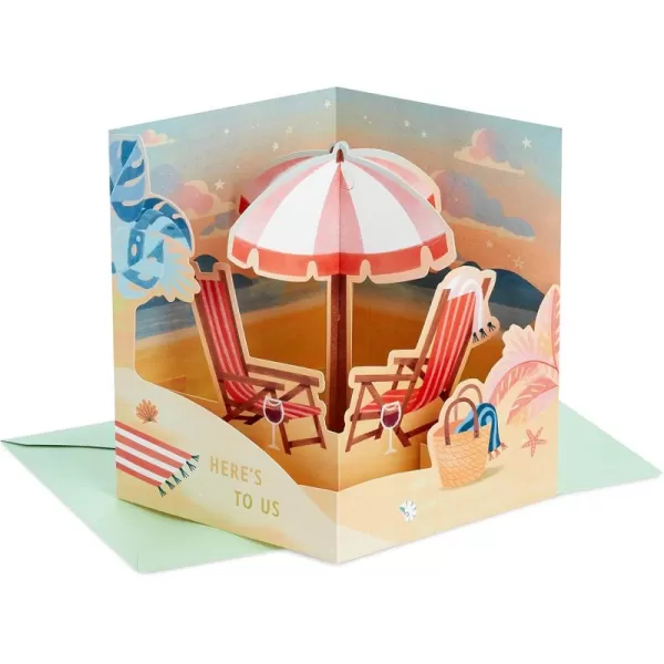 Hallmark Paper Wonder Displayable Pop Up Anniversary Card GoldfishDisplayable Beach Scene