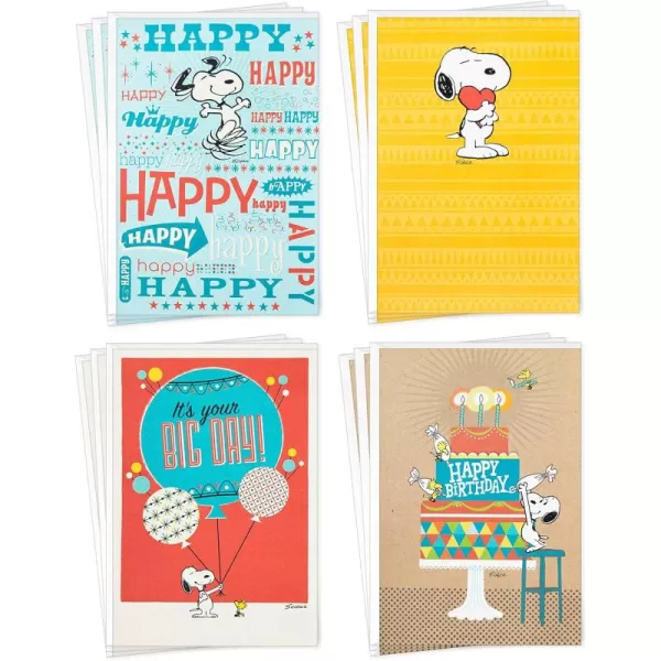 Hallmark Peanuts Birthday Cards Assortment Snoopy Designs 12 Cards with Envelopes