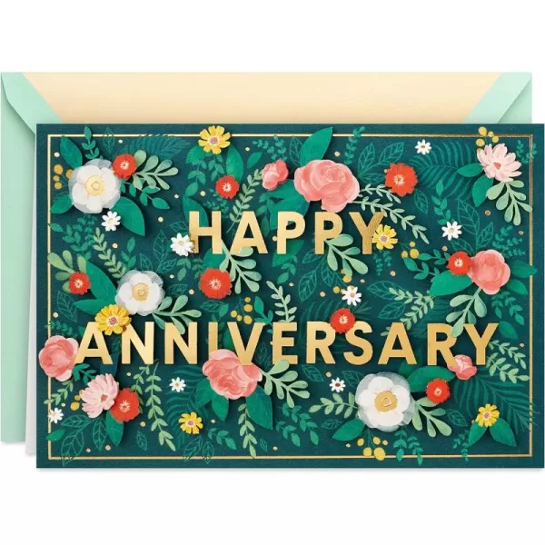 Hallmark Signature Anniversary Greeting Card Toasting GlassesFlowers