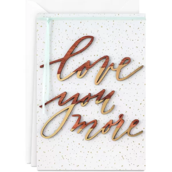 Hallmark Signature Love Card Anniversary Card Romantic Birthday Card Sweetest Day Card You Have My HeartGold and Woodgrain  Love You More