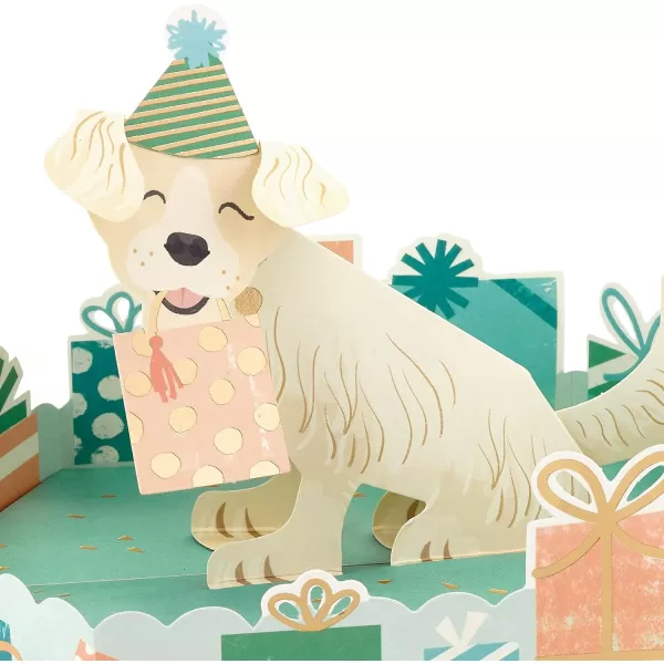 Hallmark Paper Wonder Birthday Pop Up Card Good VibesPop Up  Dog with Presents