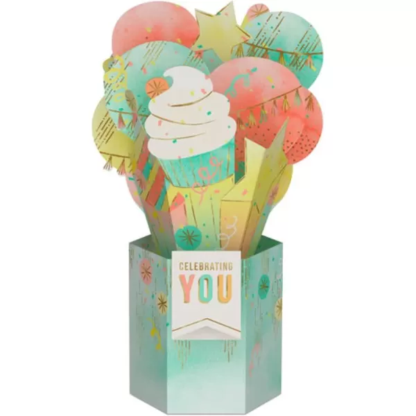 Hallmark Paper Wonder Birthday Pop Up Card Cupcake Balloons BouquetCupcake Balloons Bouquet