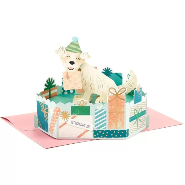 Hallmark Paper Wonder Birthday Pop Up Card Good VibesPop Up  Dog with Presents