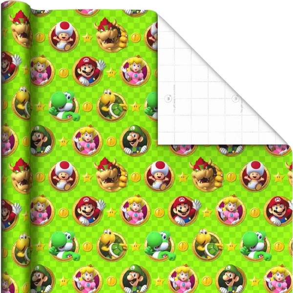 Hallmark Nintendo Super Mario Birthday Wrapping Paper Rolls for Kids Birthdays Christmas Any Occasion Set of 3 Rolls 60 Sq Ft Total Mario Luigi Yoshi Bowser Princess Peach Toad