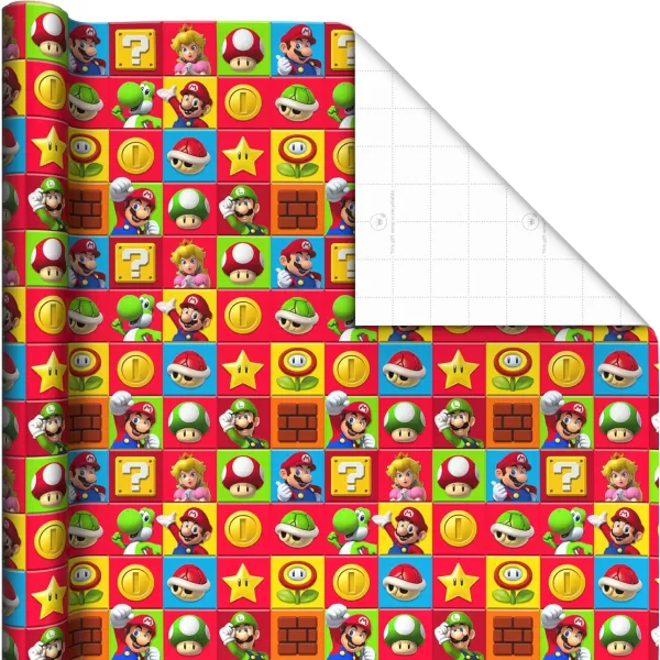 Hallmark Nintendo Super Mario Birthday Wrapping Paper Rolls for Kids Birthdays Christmas Any Occasion Set of 3 Rolls 60 Sq Ft Total Mario Luigi Yoshi Bowser Princess Peach Toad