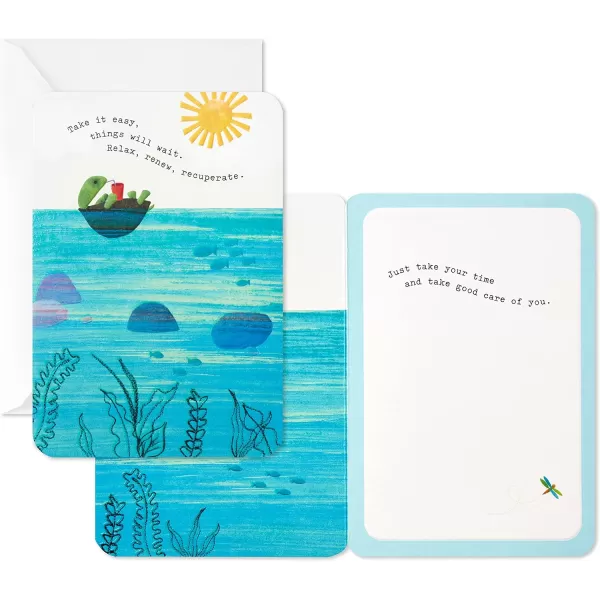 Hallmark Pack of 2 Get Well Soon Encouragement Cards Floating TurtleFloating Turtle  2 Cards with Envelopes