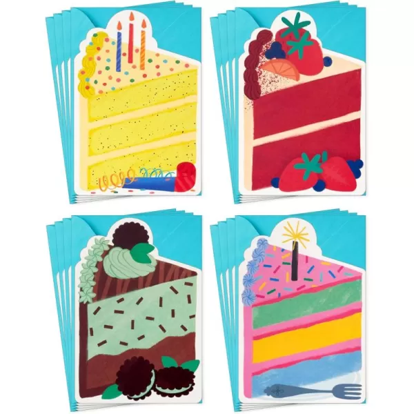 Hallmark Birthday Cake Card Assortment 16 Blank Cards with Envelopes 4 Designs for Kids Grandchildren Coworkers