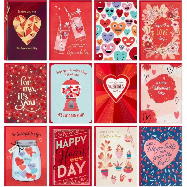 Hallmark Birthday Cards Assortment 12 Cards with Envelopes Premium Refill Pack Card Organizer Box12 Card Assortment  All Valentine Needs