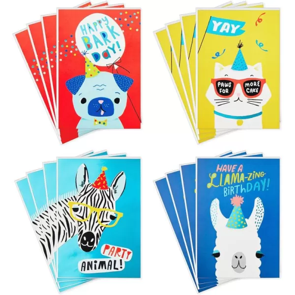 Hallmark Birthday Cards Assortment 16 Cards with Envelopes Party AnimalsBirthday Animals