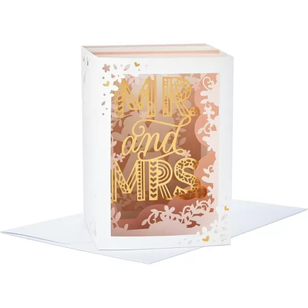 Hallmark Paper Wonder Pop Up Wedding Card Mr and MrsGold