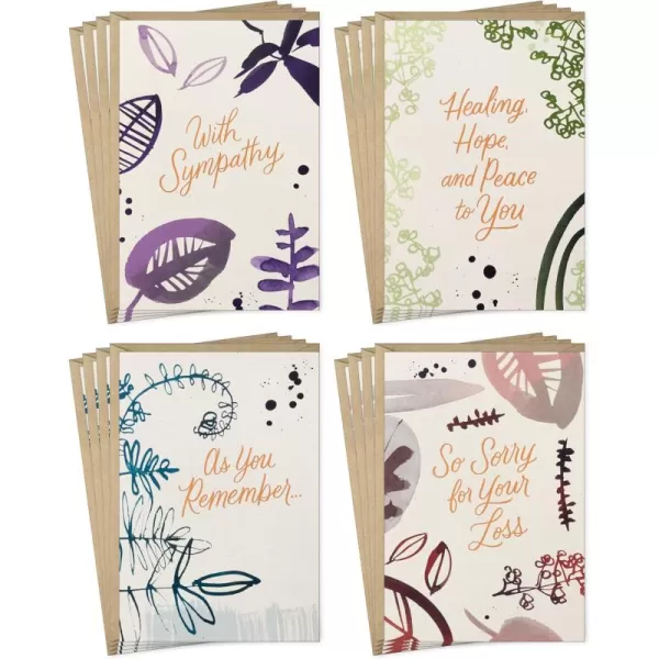 Hallmark Sympathy Card Assortment 16 Cards with Envelopes 4 Designs Minimalist Nature