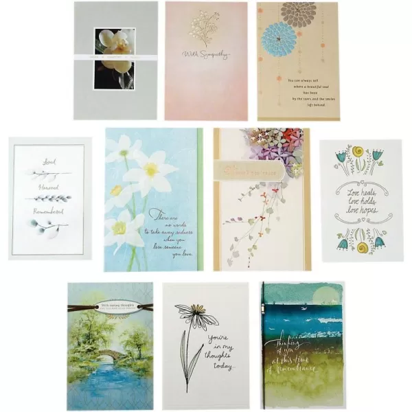 Hallmark Sympathy Cards Assortment Pack 10 Condolence Cards with Envelopes