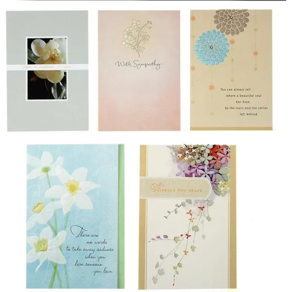 Hallmark Sympathy Cards Assortment Pack 5 Condolence Cards with Envelopes5 Cards  5 Envelopes