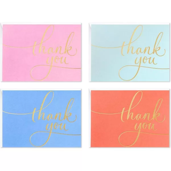 Hallmark Thank You Cards Assortment Pink and Gold Watercolor 40 Thank You Notes with Envelopes for Wedding Bridal Shower Baby Shower Business GraduationSolids  Gold