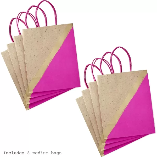 Hallmark 9quot Medium Paper Gift Bags 8Pack Pink ampamp Kraft for Easter Birthdays Mothers Day Weddings Baby Showers Bridal Showers Any Occasion