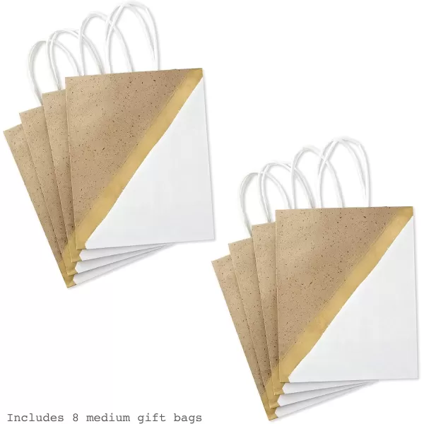 Hallmark 9quot Medium Paper Gift Bags Pack of 8  White ampamp Kraft for Easter Birthdays Mothers Day Weddings Graduations Baby Showers Bridal Showers Care Packages and MoreB07PDHKLGW