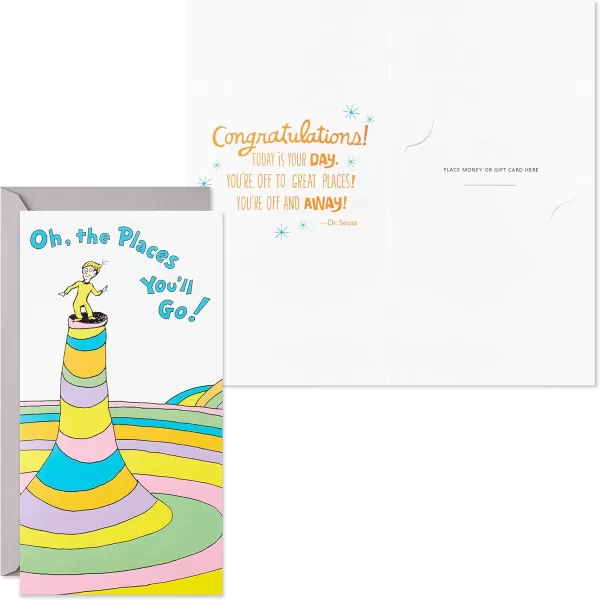 Hallmark Dr Seuss Graduation Card Money Holders or Gift Card Holders Oh the Places Youll Go 6 Cards with Envelopes for High School Kindergarten Middle School College and College GraduatesOh the Places Youll Go  6 Money Holder Cards