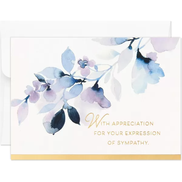 Hallmark Funeral Thank You Cards Assortment Watercolor Flowers 50 Thank You for Your Sympathy Cards with EnvelopesThank You Card