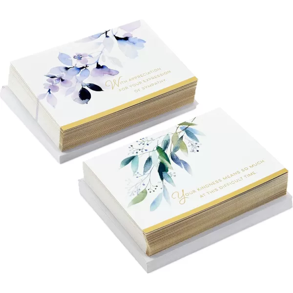 Hallmark Funeral Thank You Cards Assortment Watercolor Flowers 50 Thank You for Your Sympathy Cards with EnvelopesThank You Card