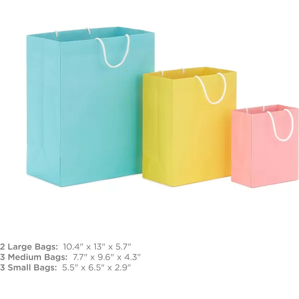 Hallmark Gray Gift Bag Bundle in Assorted Sizes Pack of 82 Small 5quot 2 Medium 8quot 2 Large 11quot 2 Extra Large 14quot for Weddings Mothers Day Graduations Birthdays Groomsmen Gifts and MorePink  Yellow  Blue