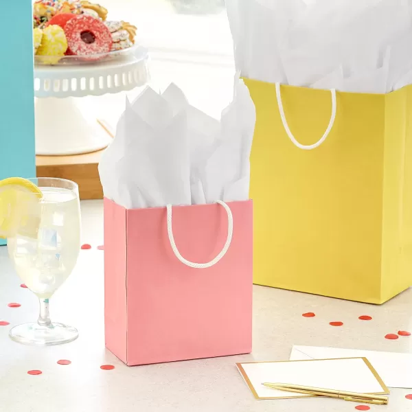 Hallmark Gray Gift Bag Bundle in Assorted Sizes Pack of 82 Small 5quot 2 Medium 8quot 2 Large 11quot 2 Extra Large 14quot for Weddings Mothers Day Graduations Birthdays Groomsmen Gifts and MorePink  Yellow  Blue