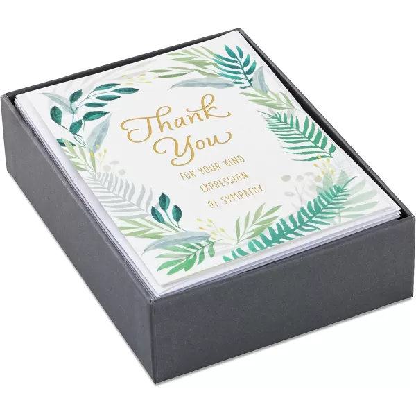 Hallmark Pack of 20 Thank You for Your Sympathy Cards Gold Foil Greenery Funeral Thank You Cards