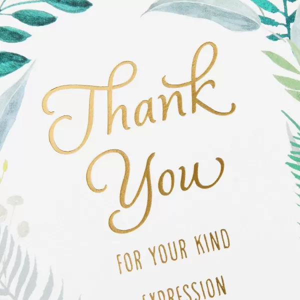 Hallmark Pack of 20 Thank You for Your Sympathy Cards Gold Foil Greenery Funeral Thank You Cards