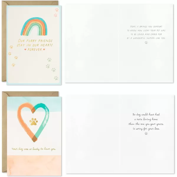 Hallmark Pet Sympathy Cards Assortment Hearts and Rainbows 16 Cards and Envelopes