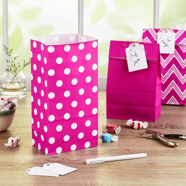 Hallmark Pink Party Favor and Wrapped Treat Bags Assorted Designs 30 Ct 10 Each of Chevron White Dots Solid for Baby Showers Bridal Showers Birthdays Care Packages and MorePink