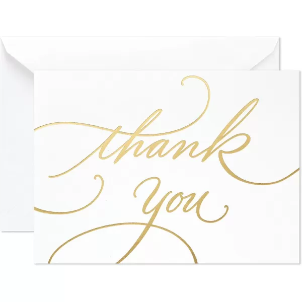 Hallmark Thank You Cards Gold Foil Script 100 Thank You Notes with Envelopes for Wedding Baby Shower Bridal Shower GraduationBaby Shower  Congratulations Grad