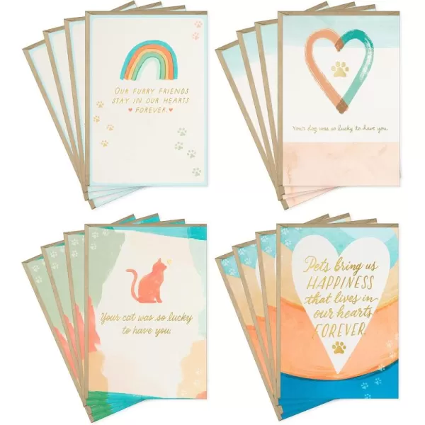 Hallmark Pet Sympathy Cards Assortment Hearts and Rainbows 16 Cards and Envelopes